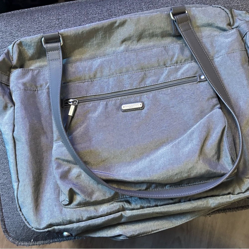 Gray Messenger Bag by Baggallini -NEW expandable